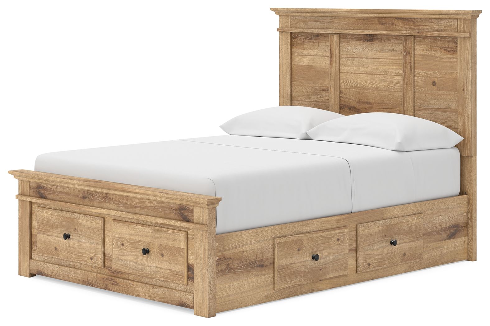 Makidern - Panel Storage Bed With 2 Under Bed Storage Units