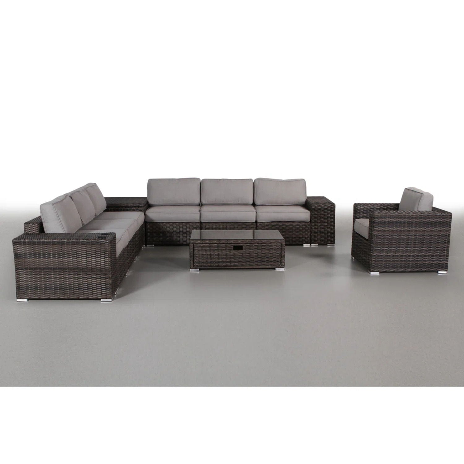 Modern Patio Rattan Sectional Set With Cushions