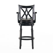 Elegant Leather Swivel Bar Stool With Arms - Espresso