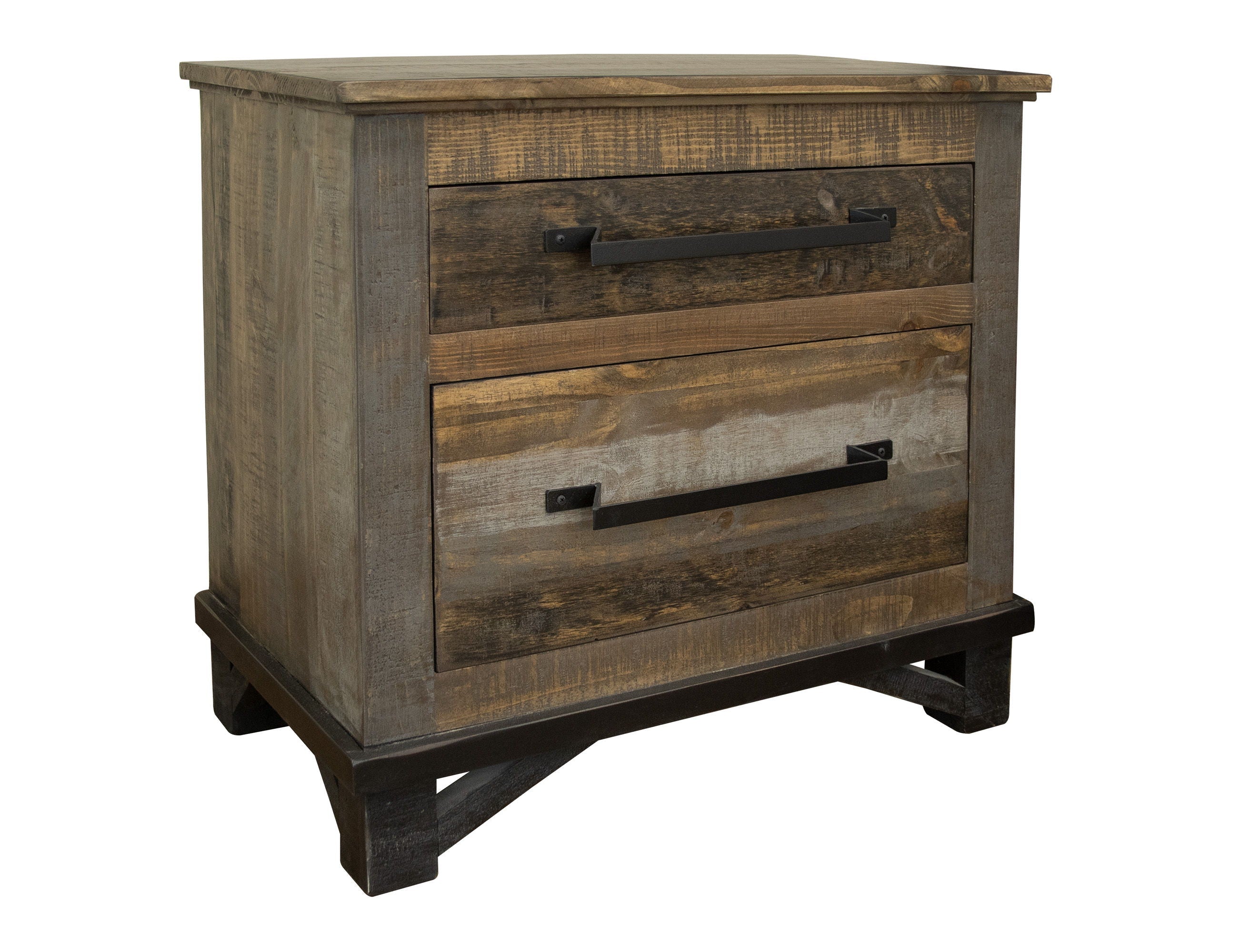 International Furniture Direct Loft Brown - 2 Drawer Nightstand - Two Tone Gray / Brown | Meri Furniture