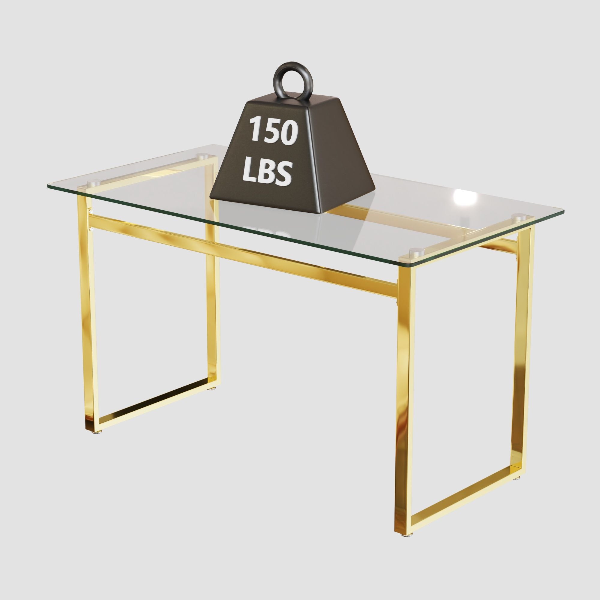 Modern Minimalist Rectangular Dining Table With Tempered Glass Top