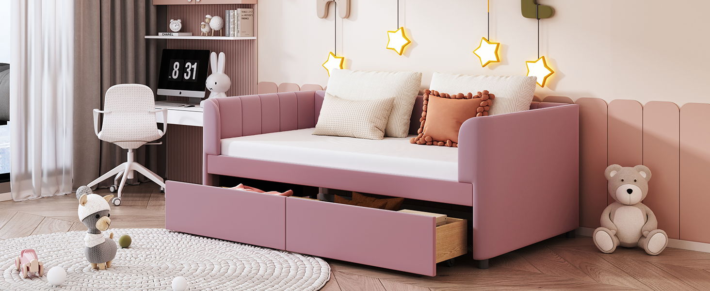 Upholstered Daybed With Ergonomic Design Backrest
