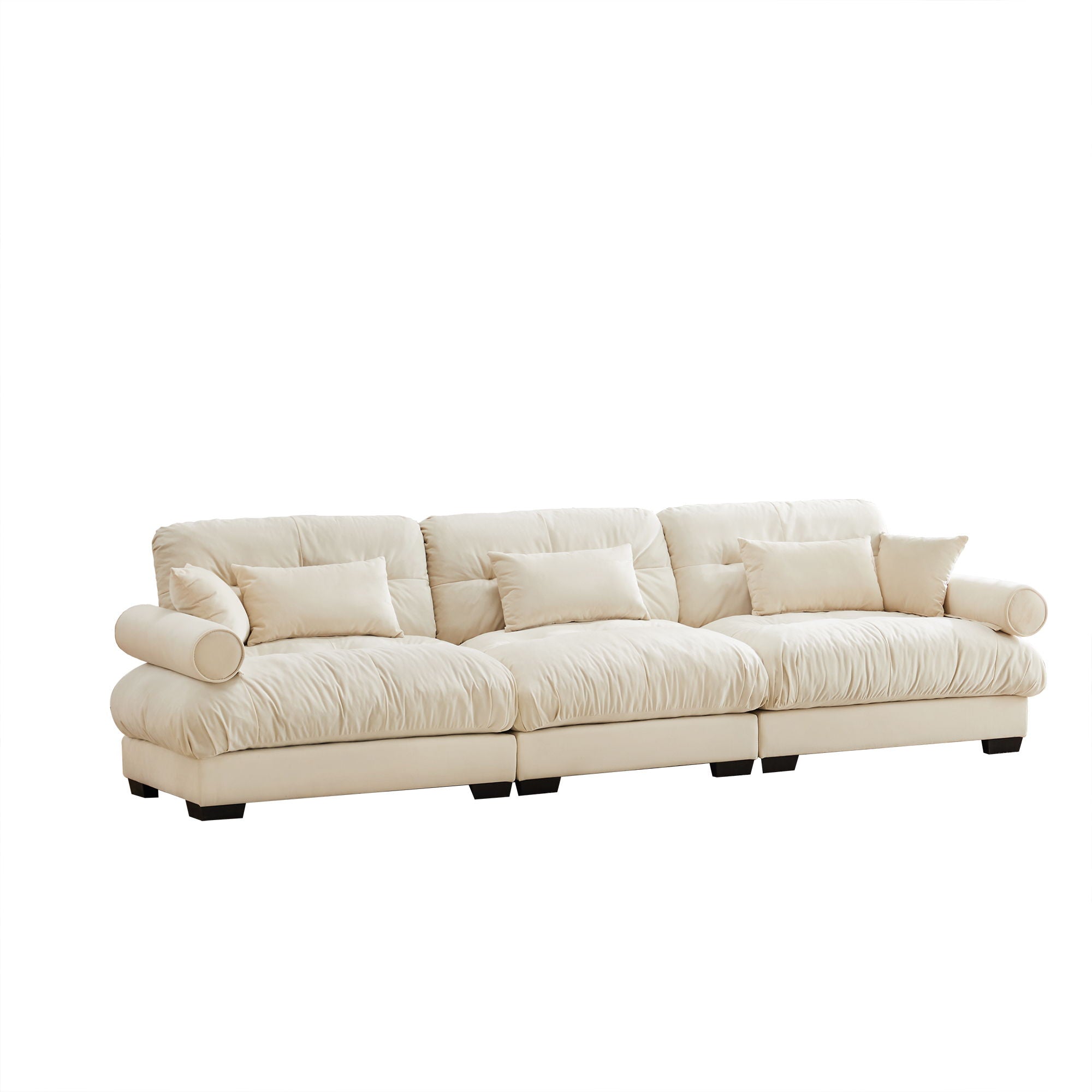 Modern Oversize Sofa With Cloud Like Comfort, Featuring Waist And Throw Pillows