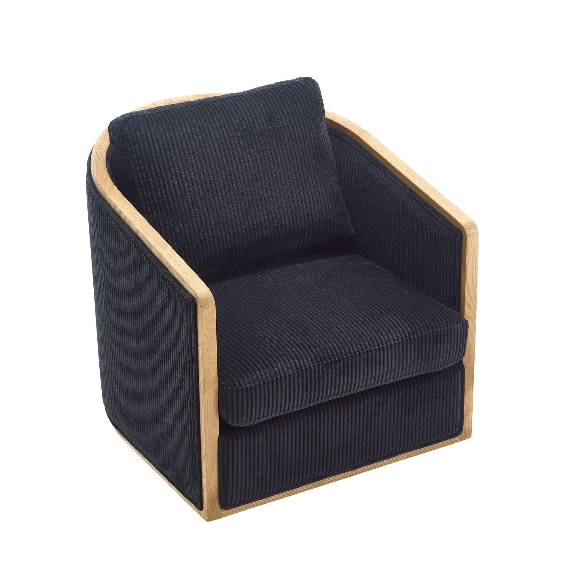 Corduroy Barrel Chair, 360 Degree Swivel