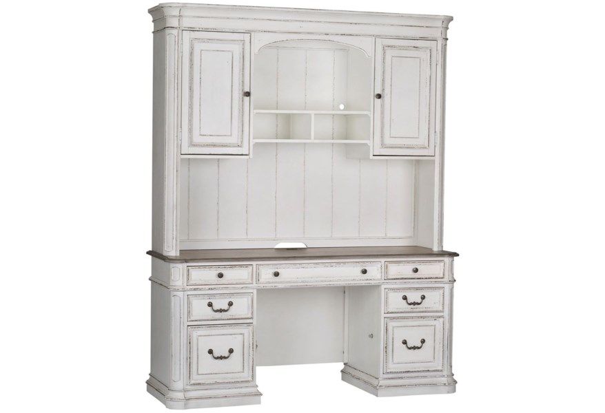 Liberty Furniture Magnolia Manor - Credenza & Hutch - White | Meri Furniture