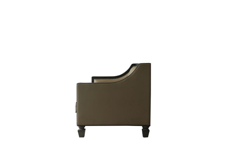 ACME House - Beatrice Sofa - Tan PU, Black PU & Charcoal Finish | Meri Furniture