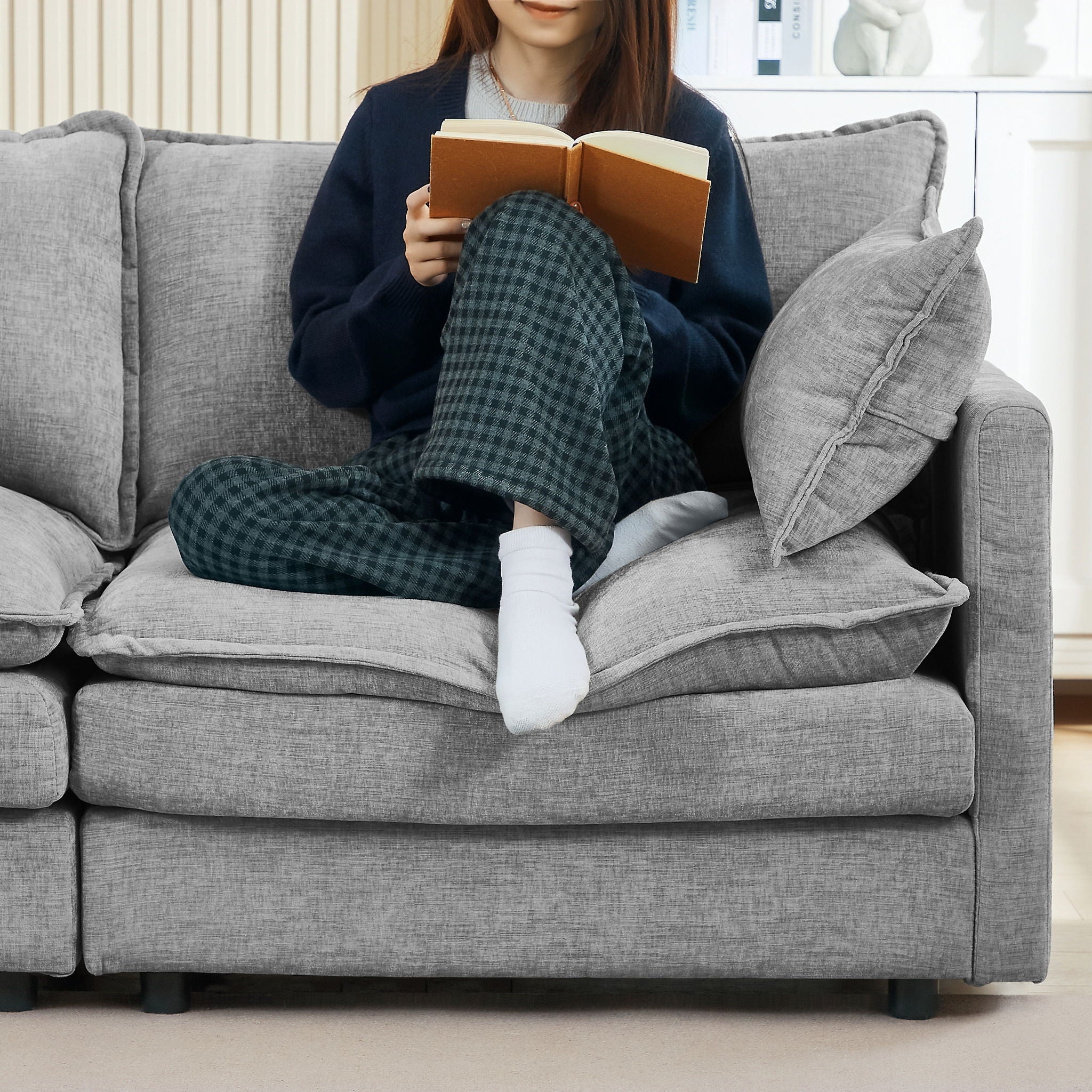 Contemporary Modular Sectional Sofa Set With Movable Ottoman