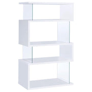 Coaster Fine Furniture Emelle - 4-Shelf Glass Panel Bookshelf | Meri Furniture
