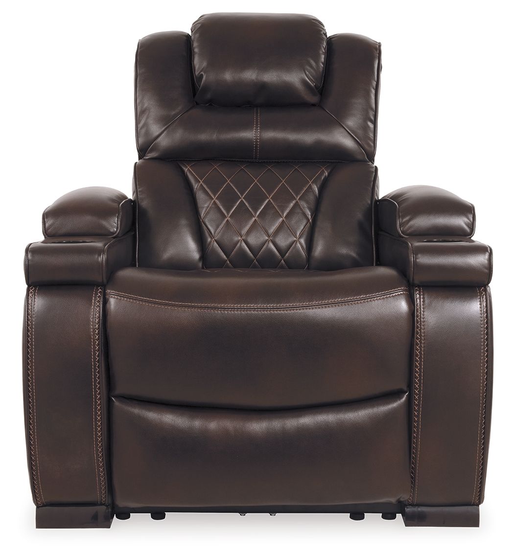 Signature Design by Ashley® Warnerton - Brown Dark - Pwr Recliner/Adj Headrest | Meri Furniture