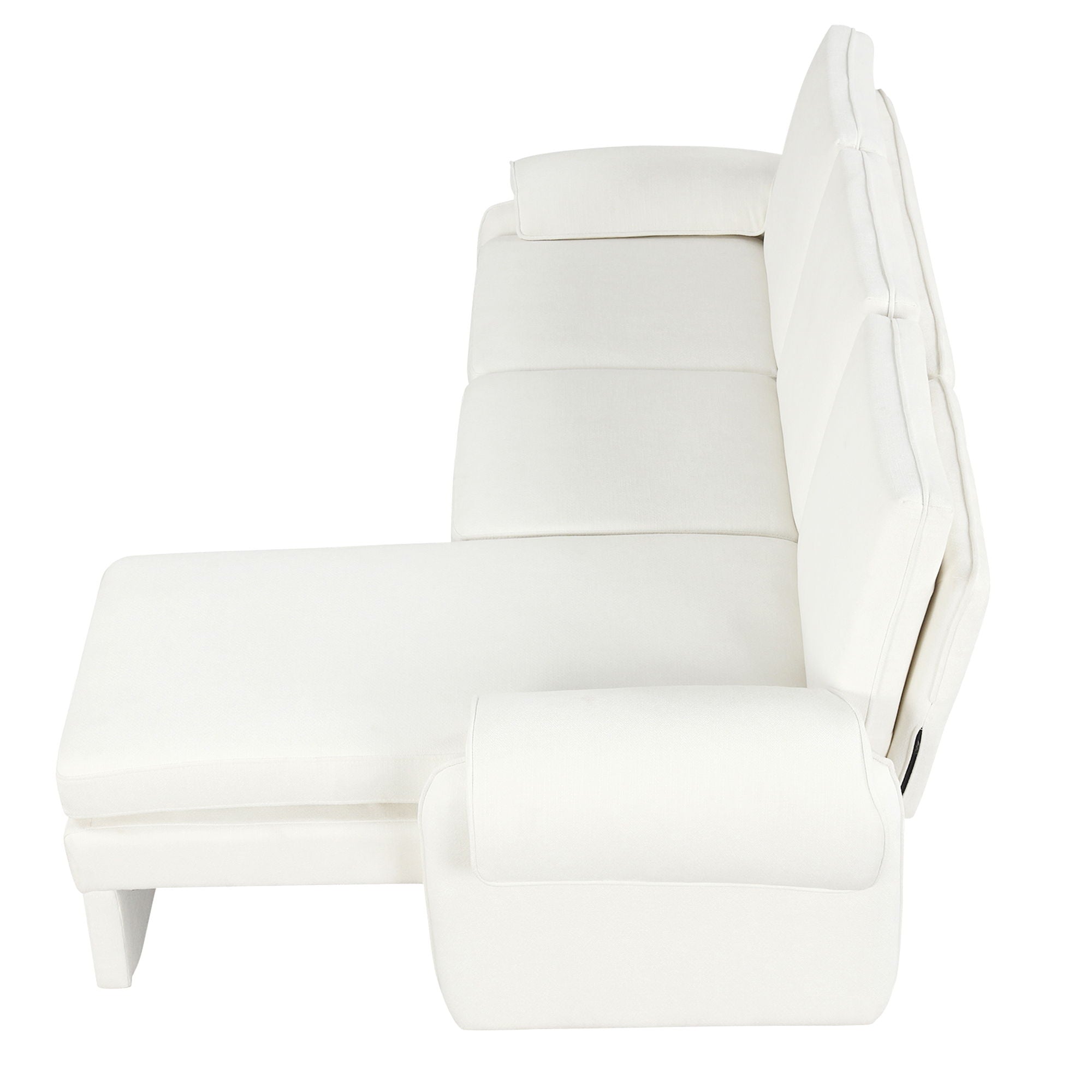 Convertible Futon Sofa Bed With Adjustable Backrest, Reversible Chaise Lounge And 2 Removable Armrest Pillows