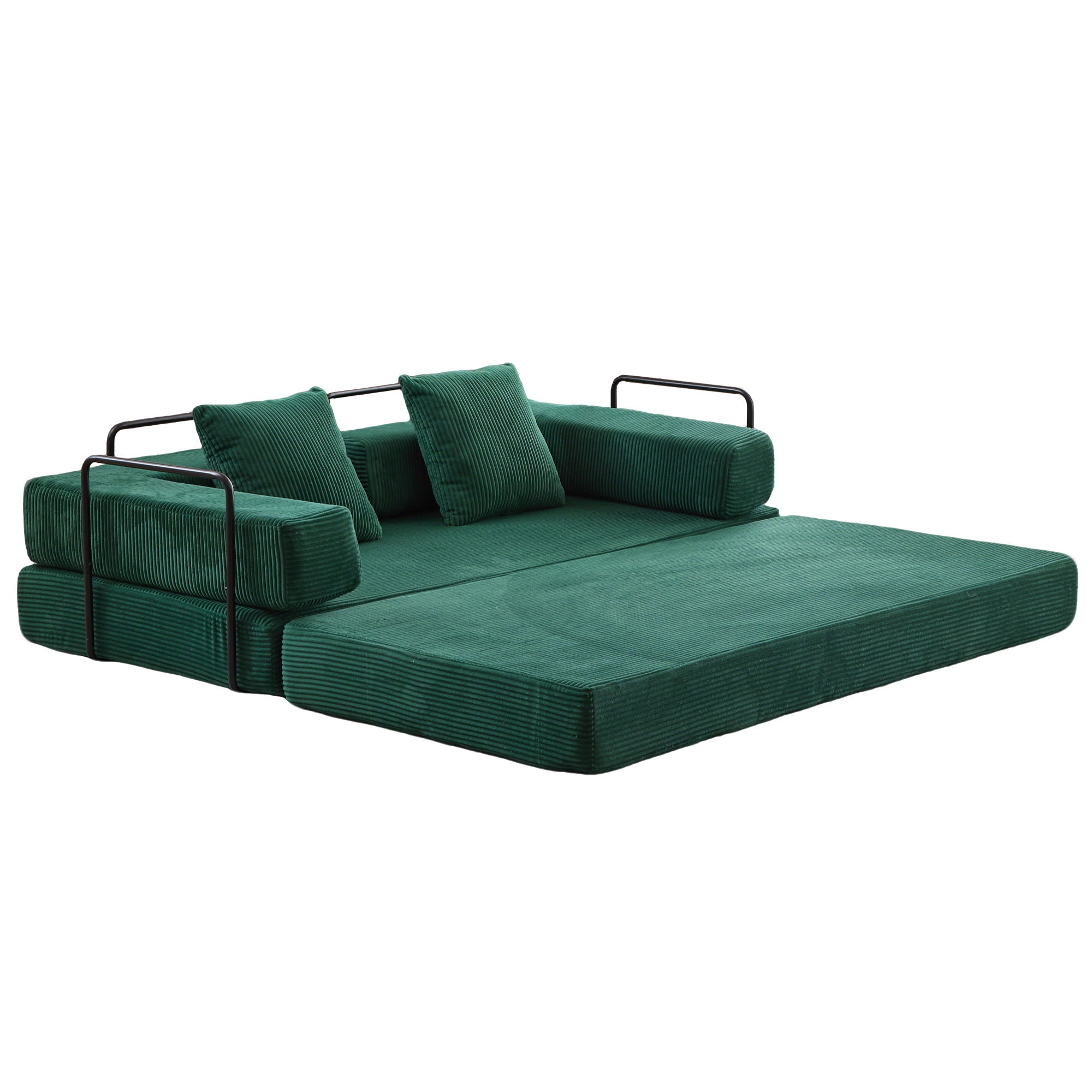 Floor Couch, Convertible Floor Sofa Bed With Pillow Back Support Armrest
