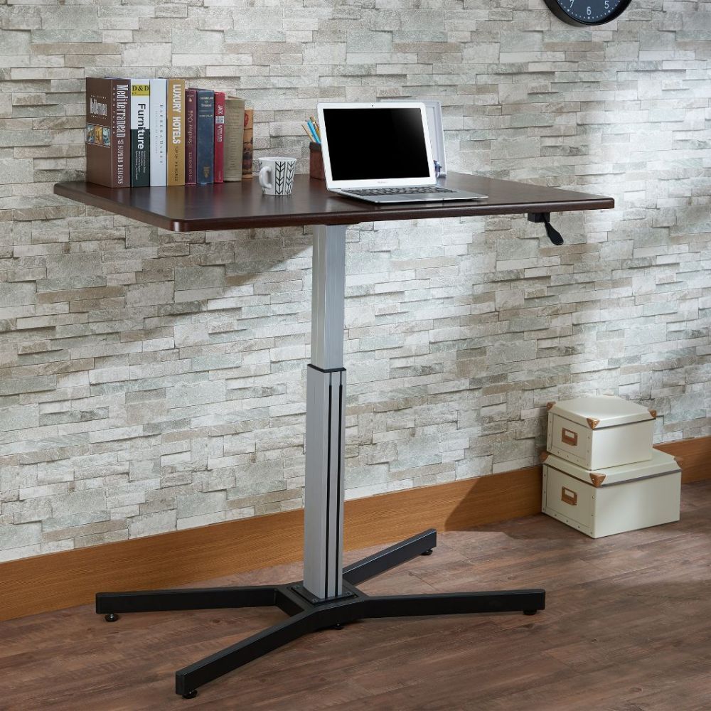 Take a break and get out of the chair once in a while with the adjustable Inscho lift desk. The sturdy base and the large table top allow for plenty of room for working in both sitting or standing positions.