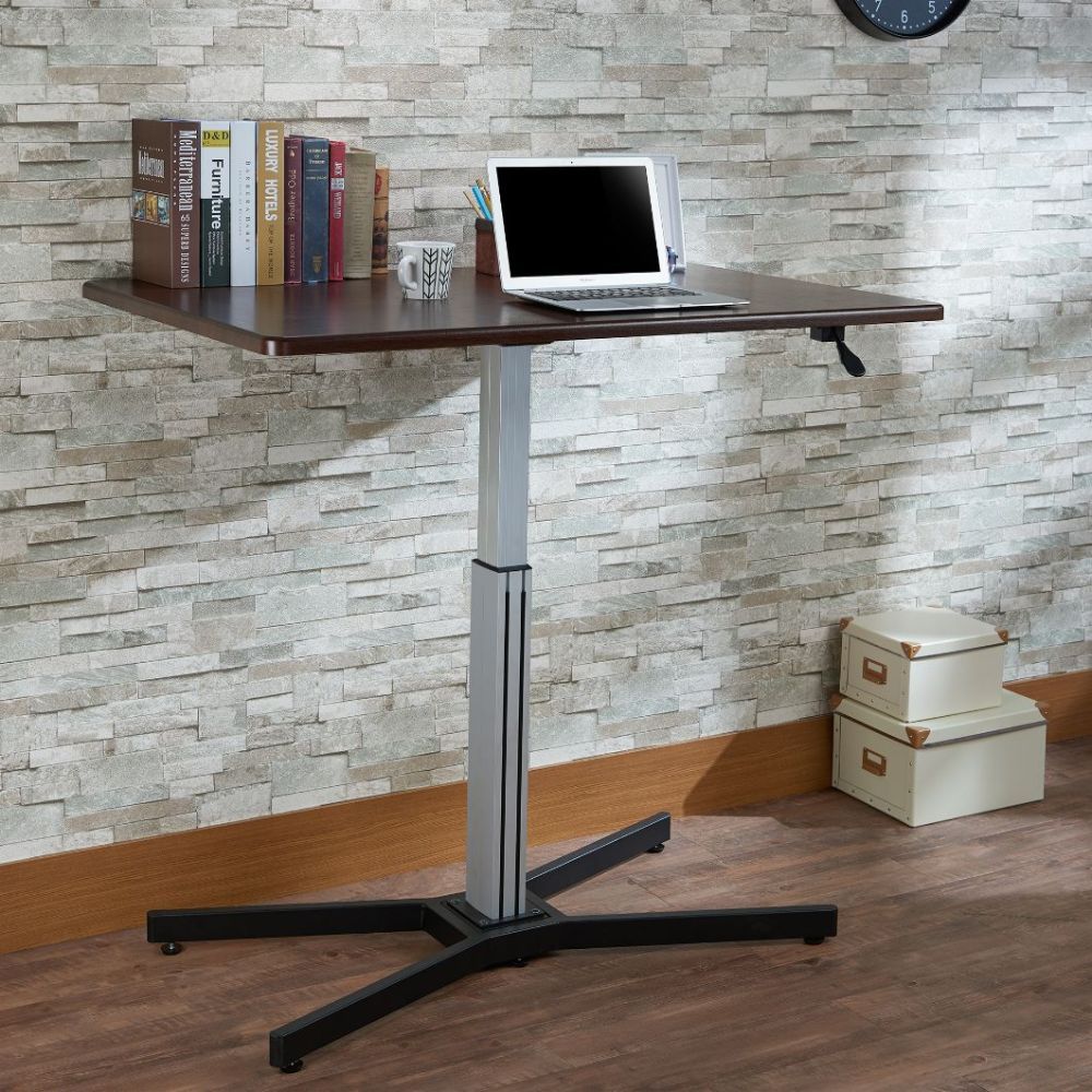 ACME Take a break and get out of the chair once in a while with the adjustable Inscho lift desk. The sturdy base and the large table top allow for plenty of room for working in both sitting or standing positions. | Meri Furniture