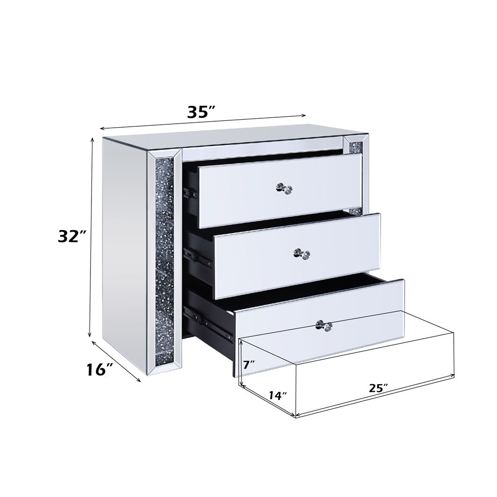 Noralie - 32" Console Cabinet - Mirrored & Faux Diamonds