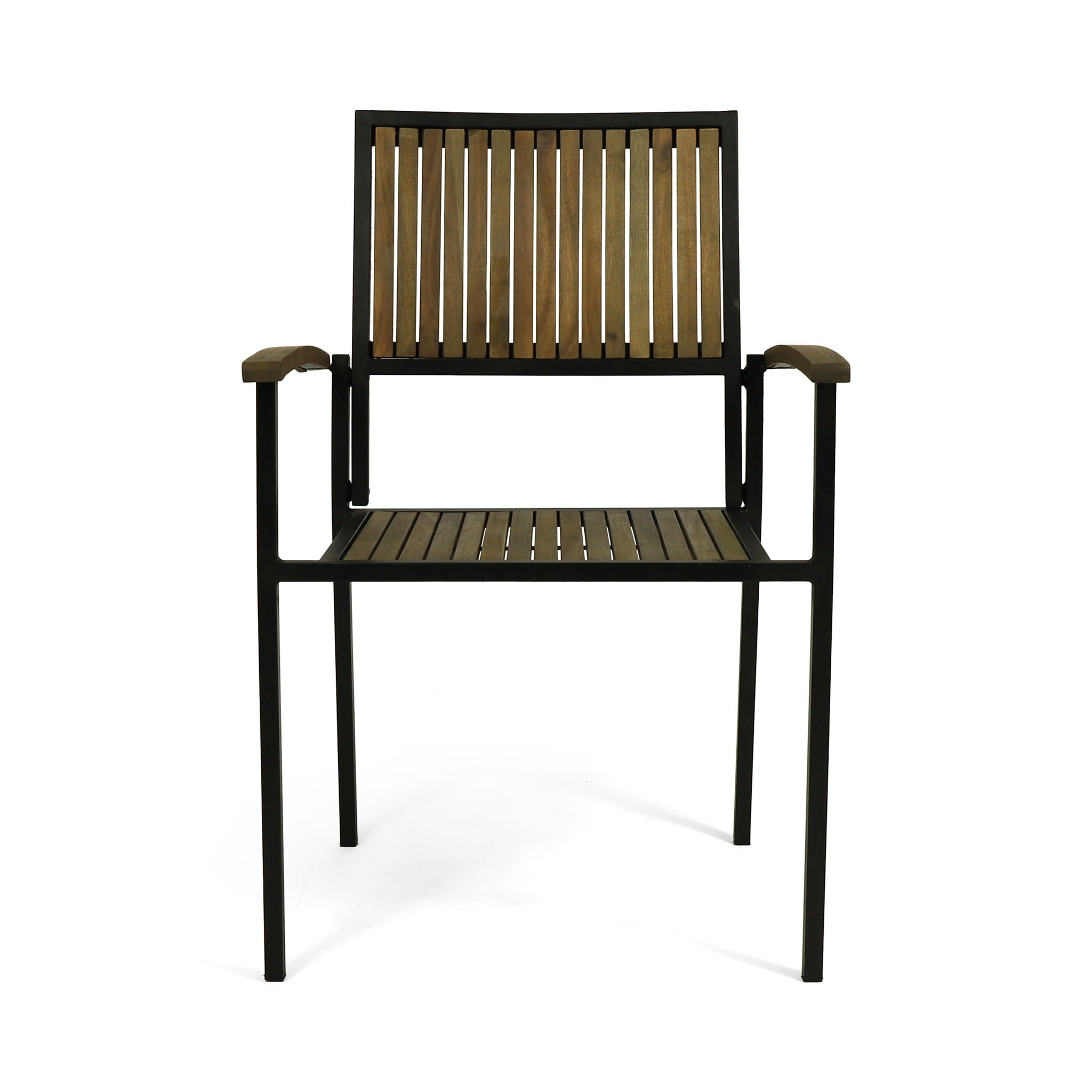 Vermilion - Outdoor Dining Chair With Vertical Slat And Wooden Arm