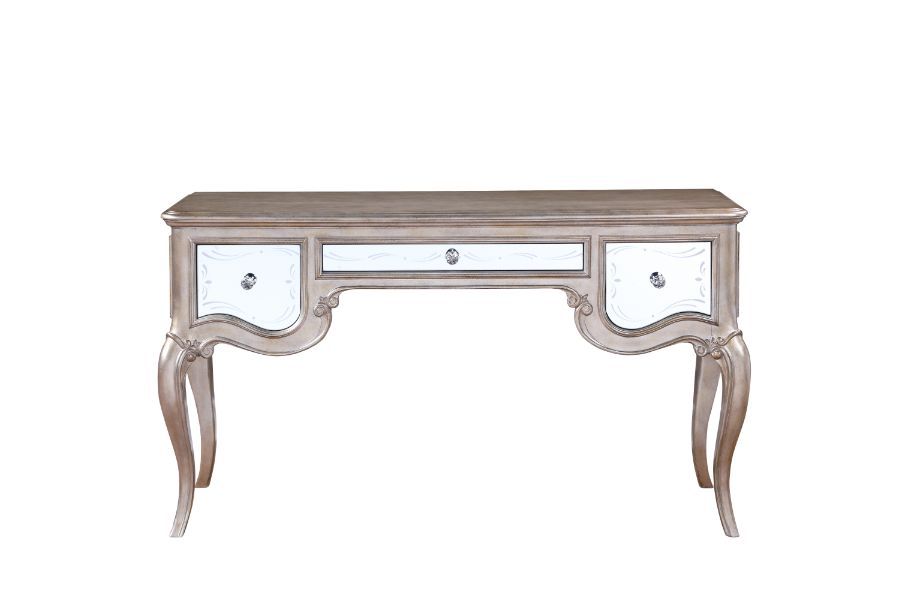 ACME Esteban - Vanity Desk - Mirrored & Antique Champagne Finish | Meri Furniture