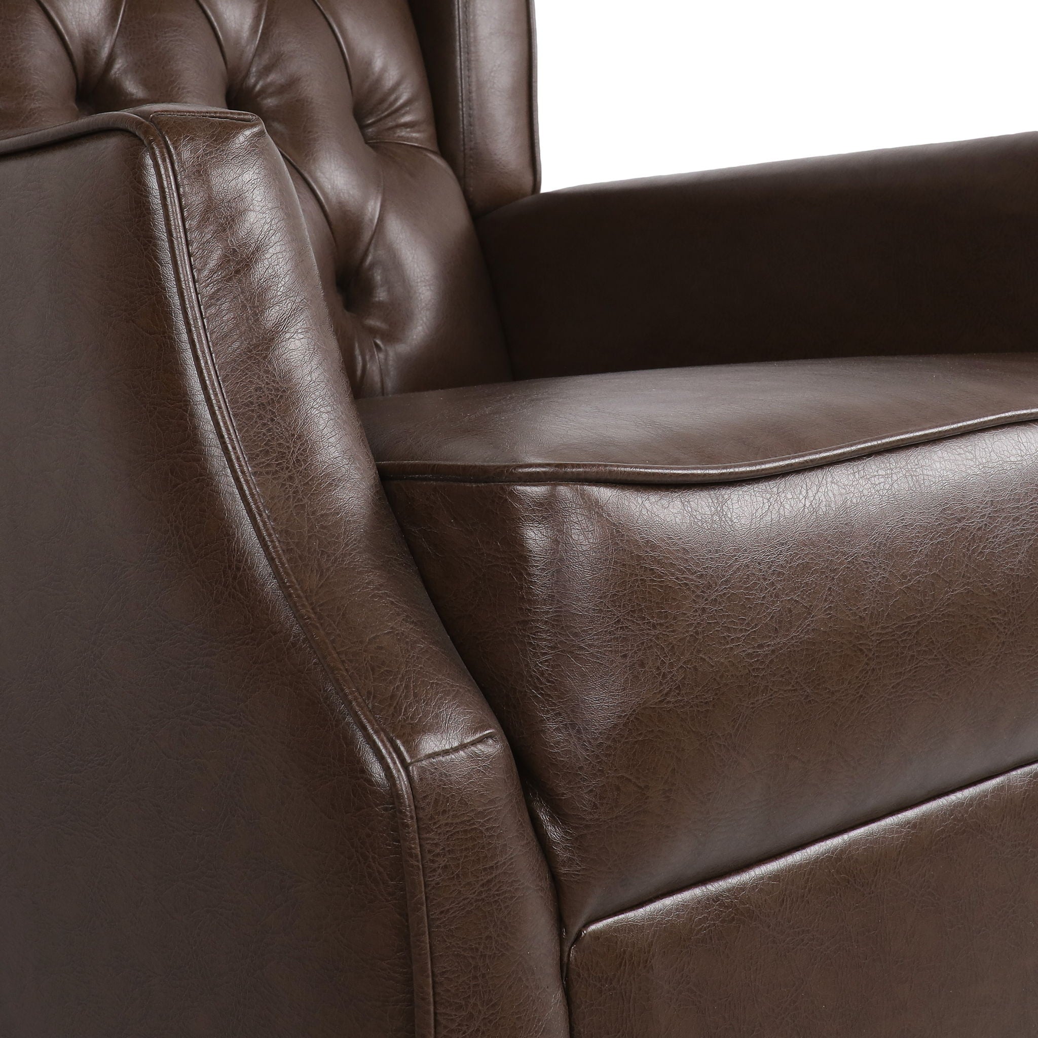 Amedou - Contemporary Tufted Wingback Rocking Chair - Dark Brown