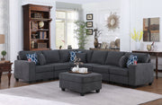 Cooper 125"W Stone Gray Woven Fabric 7Pc Reversible L-Shape Sectional Sofa with Ottoman and Cupholder