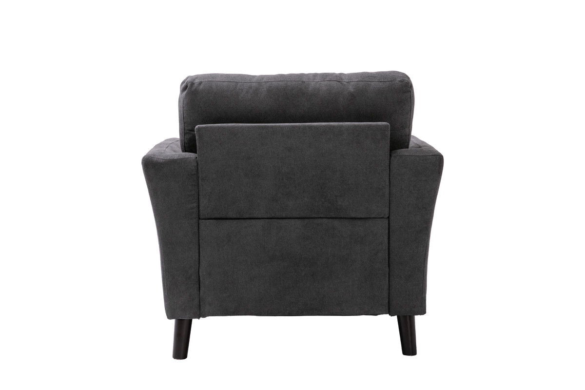 Damian Gray Woven Fabric Sofa Loveseat Chair Living Room Set