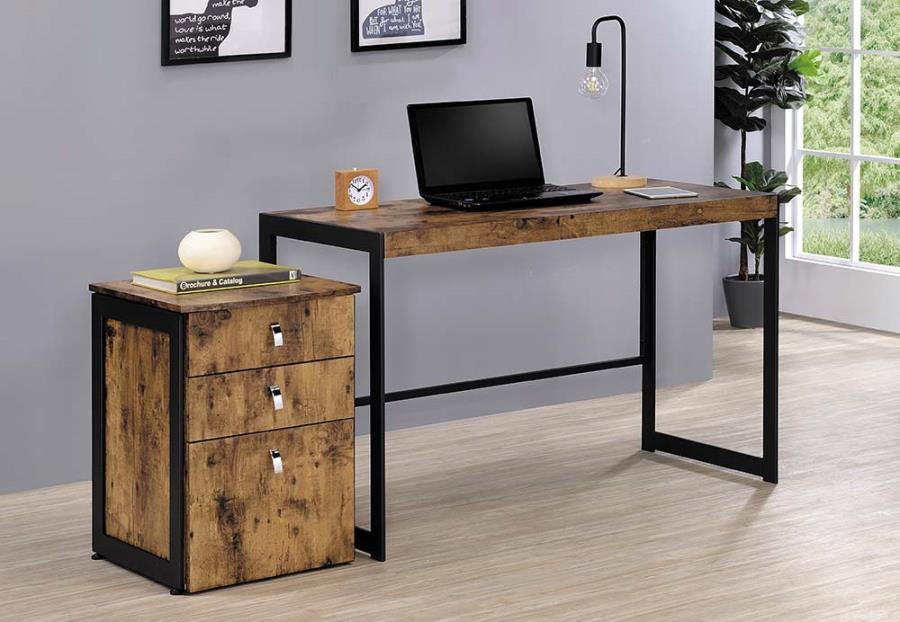 Coaster Fine Furniture Estrella - 2 Piece Office Desk File Cabinet Set - Rustic Nutmeg | Meri Furniture