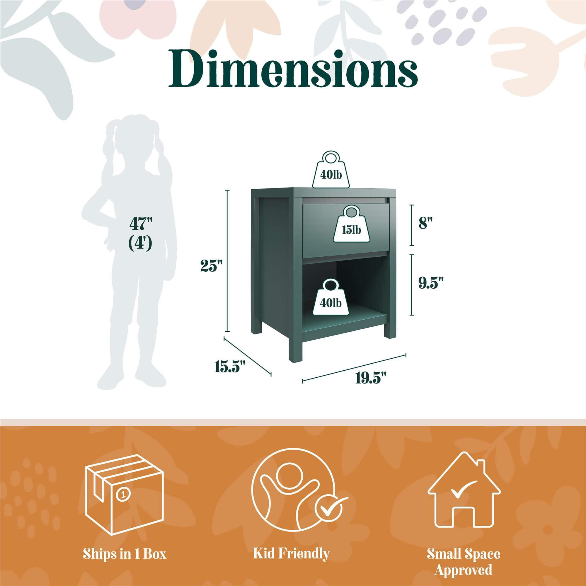 Haven - 1 Drawer Nightstand - Green