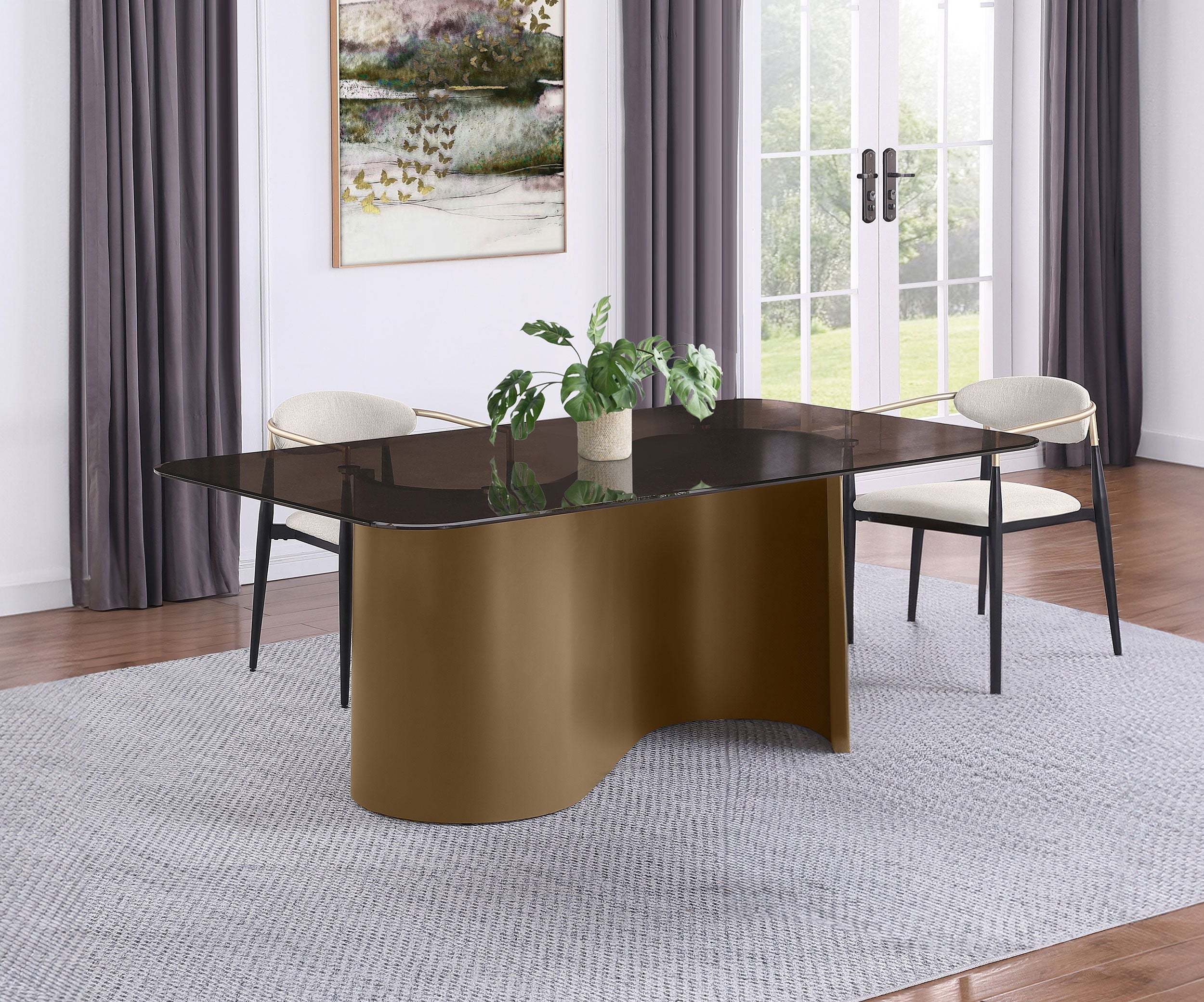 Coaster Fine Furniture Edson - Rectangular Glass Top Dining Table - Bronze | Meri Furniture