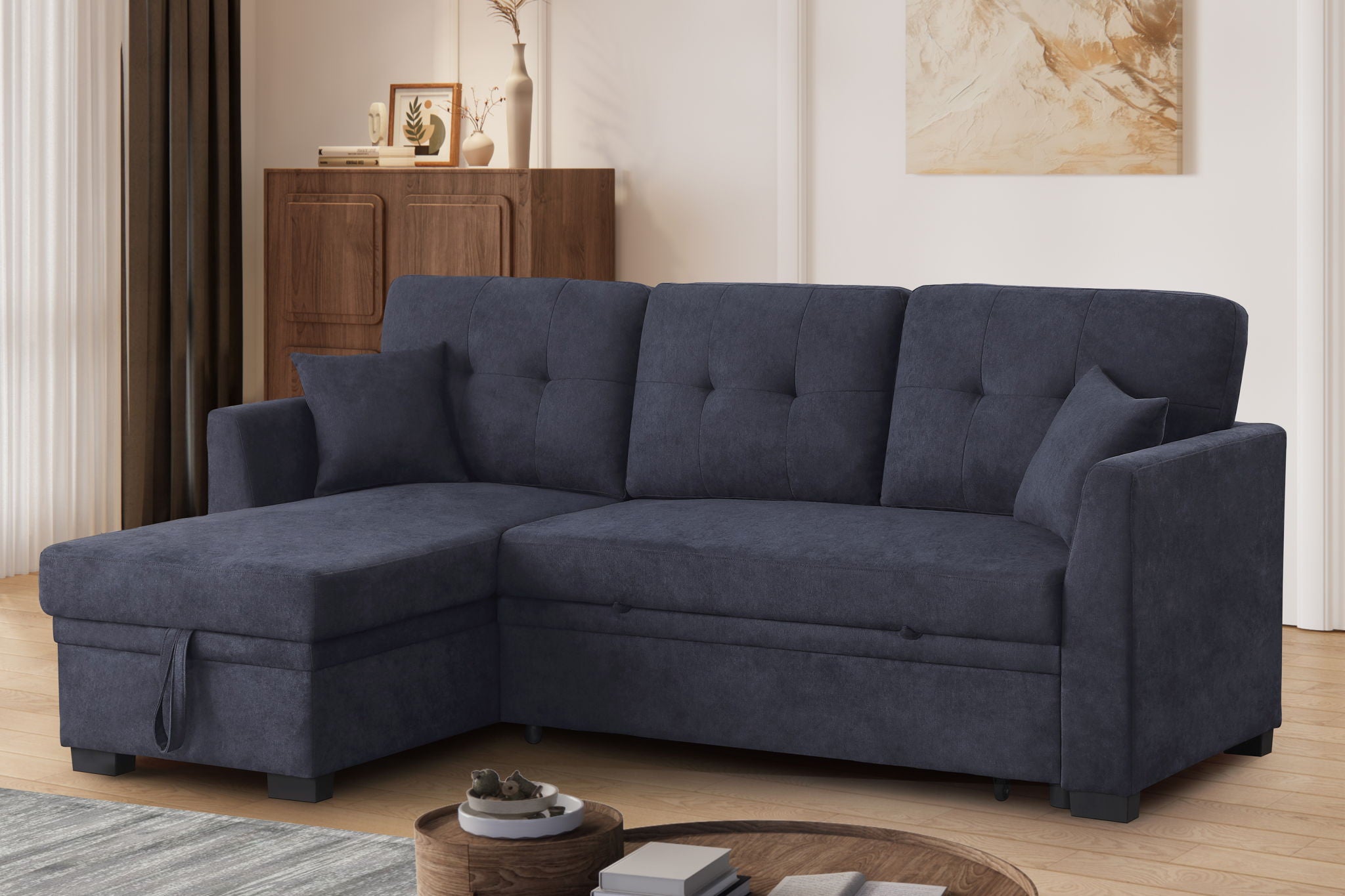 Sectional Sofa Bed - Dark Blue