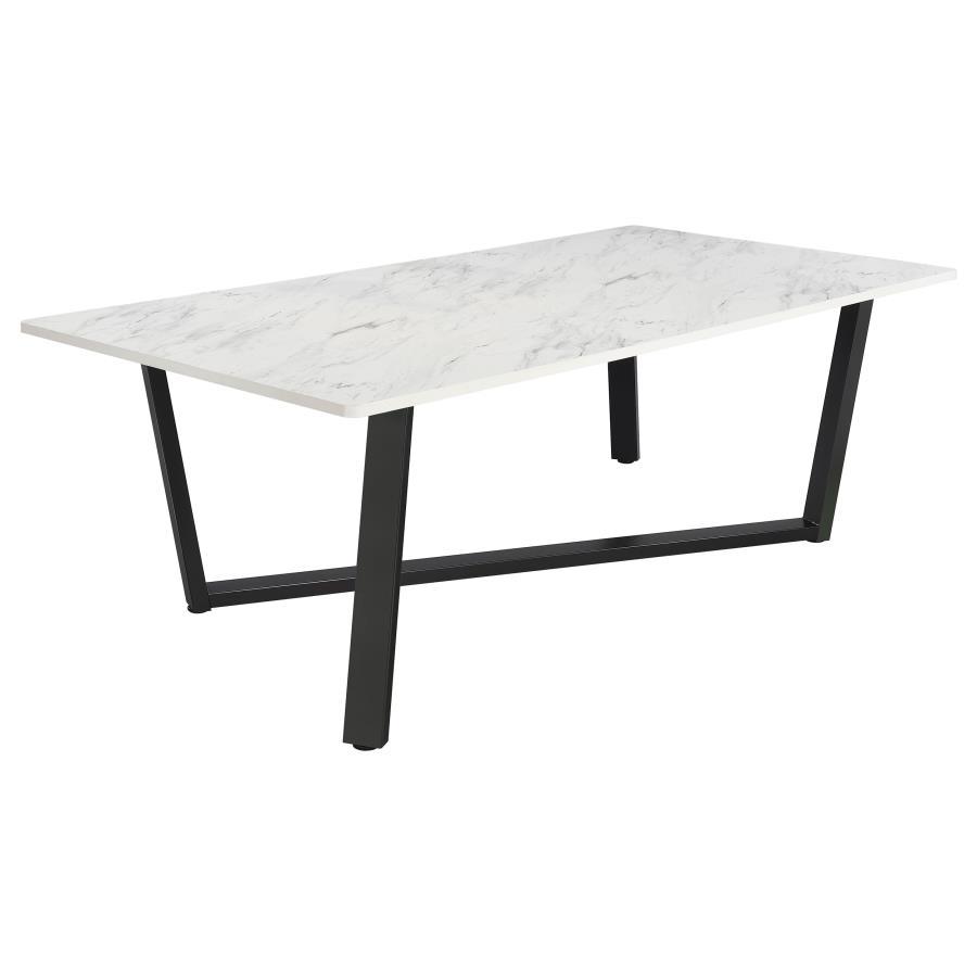 Coaster Fine Furniture Mayer - Rectangular Faux Marble Dining Table - White | Meri Furniture