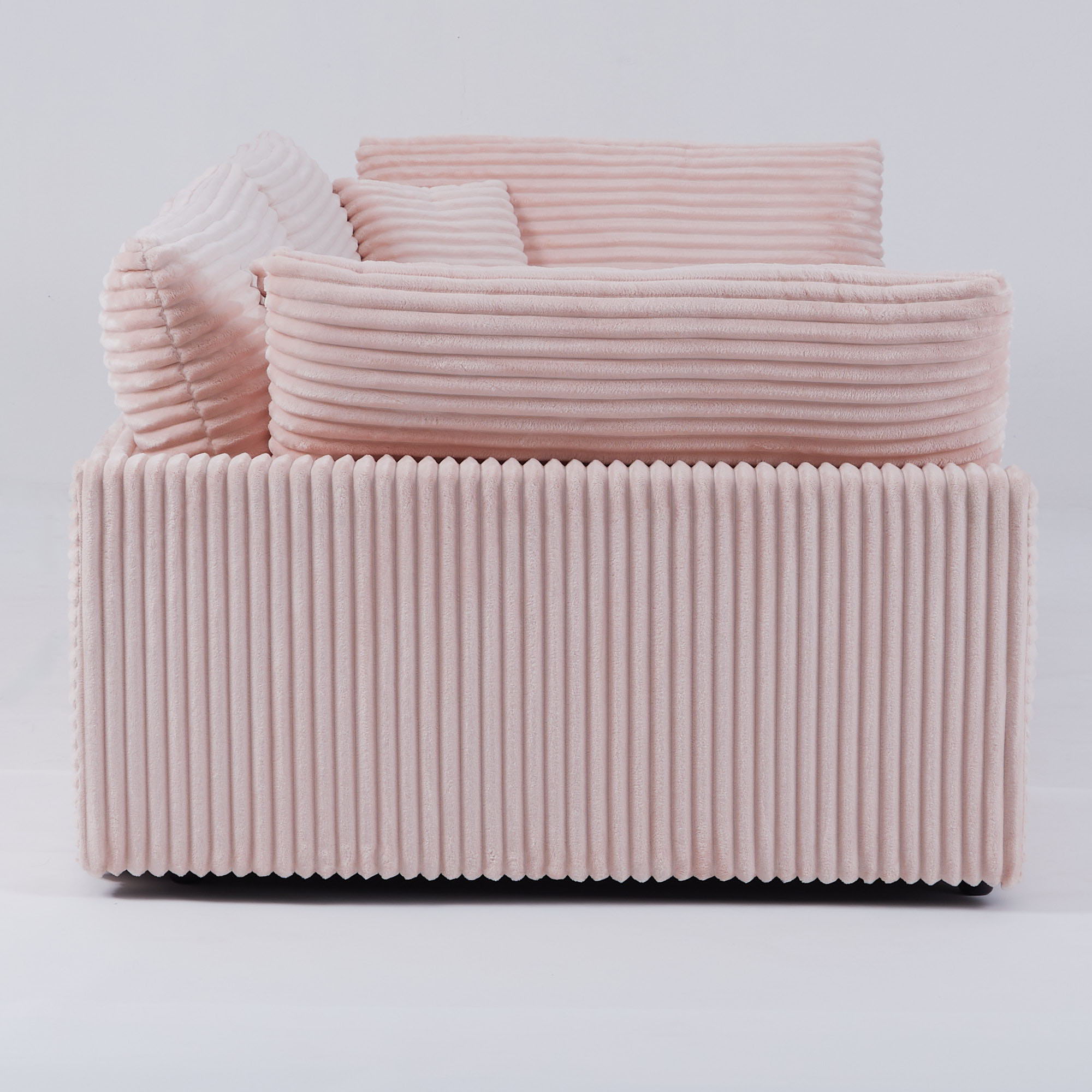 Elegant Corduroy Sofa With Throw Pillows And Backrests