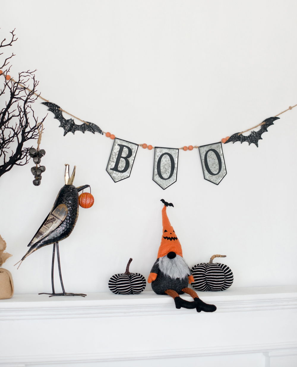 Iron Boo Banner With Bats, For Halloween Holiday Decor - Black / Gray / Orange