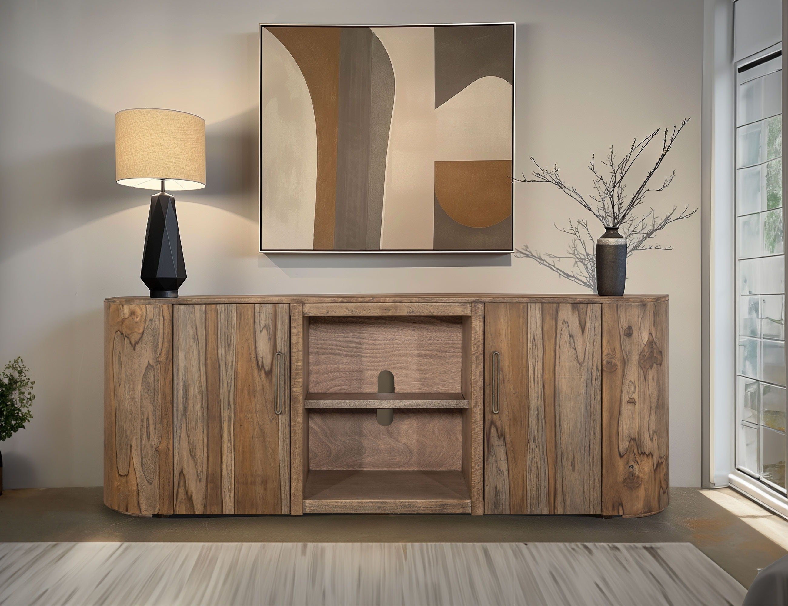 International Furniture Direct Balam - TV Stand - Brown | Meri Furniture
