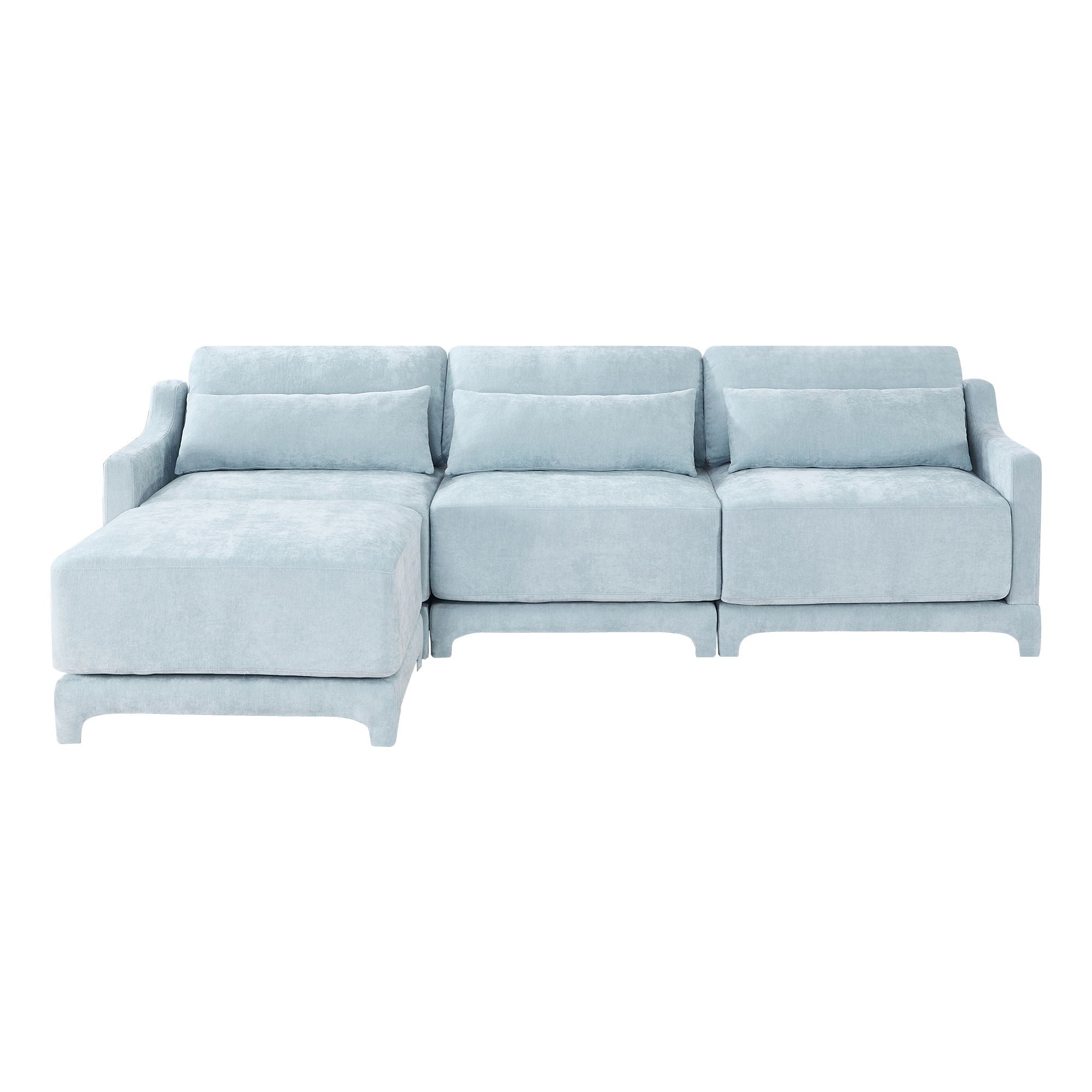 Stylish Sofa With Ottoman And Lumbar Pillows, Ergonomic Design