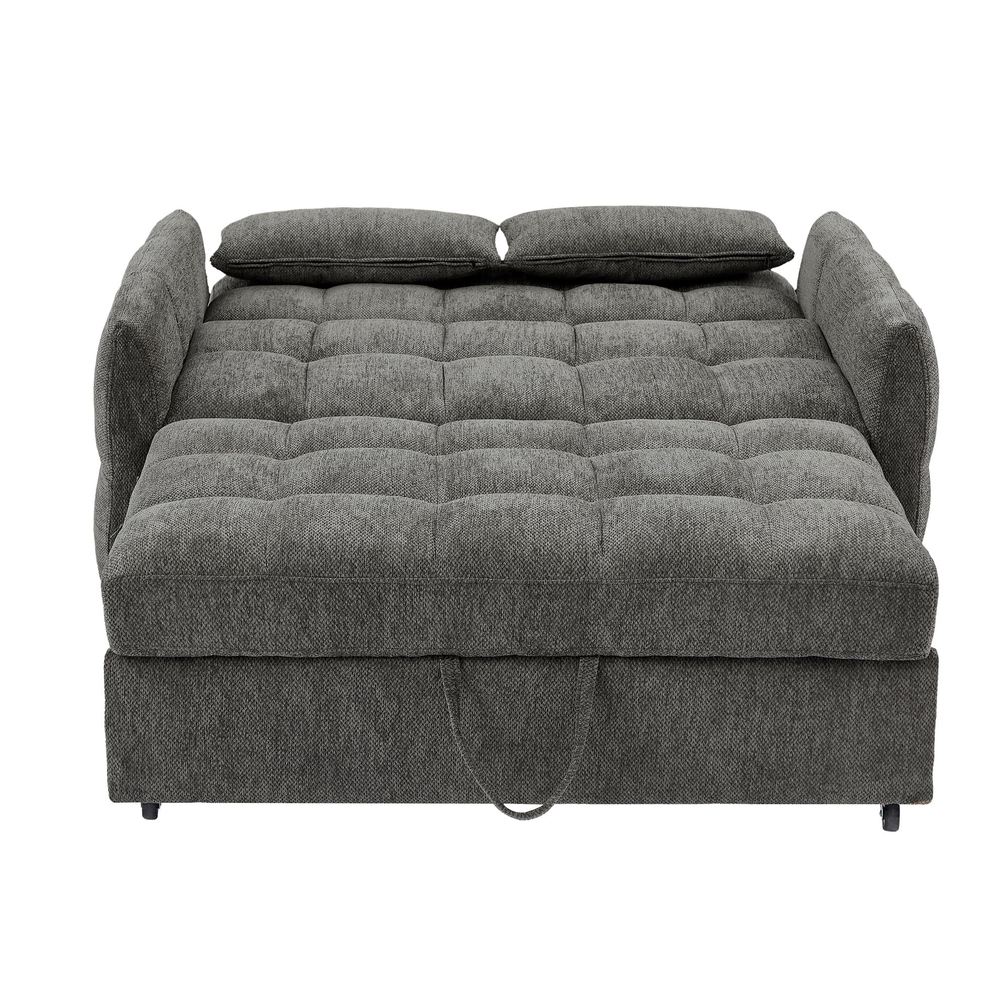 Loveseat Sofa Pull-Out Bed With Adjustable Backrest, 3 USB Ports And 2 Lumbar Pillows For Living Room