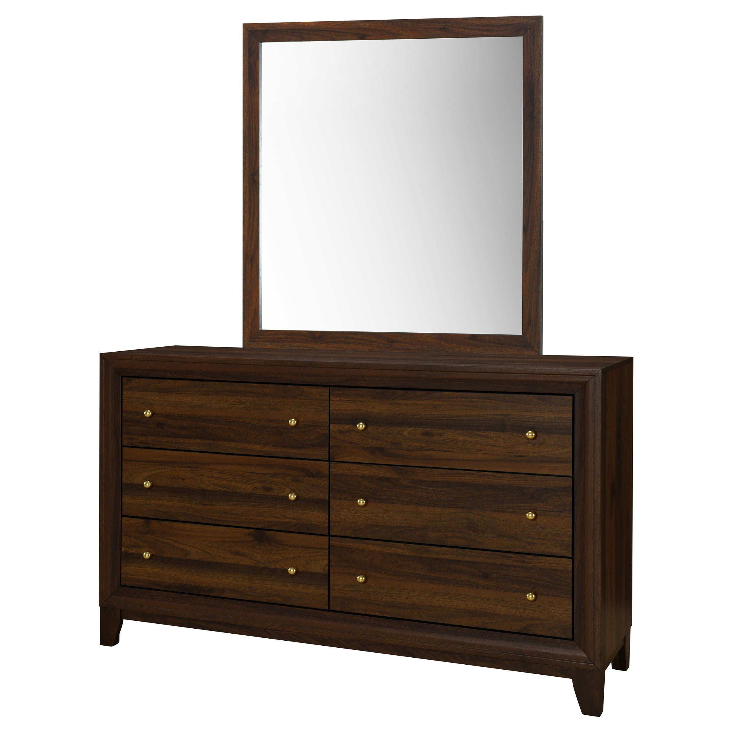 Coaster Fine Furniture Welsley - 6-Drawer Dresser And Mirror - Walnut | Meri Furniture