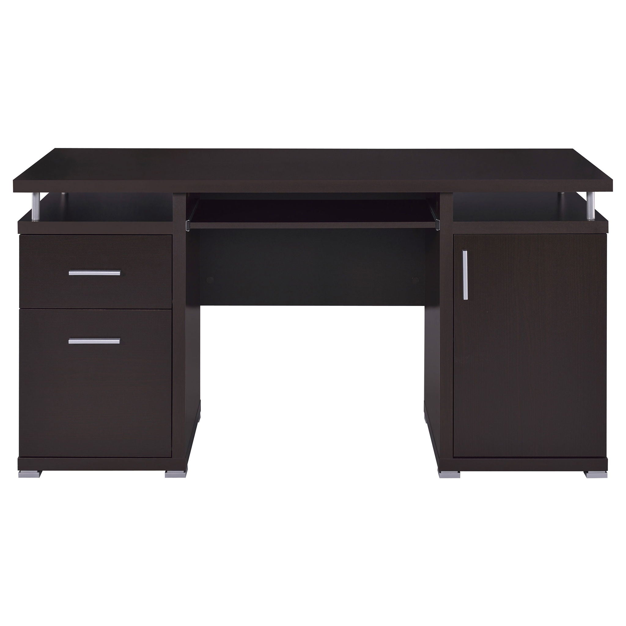Modern Office Computer Desk With 2 Drawers, Adjustable Shelf, Slide Out Keyboard Tray