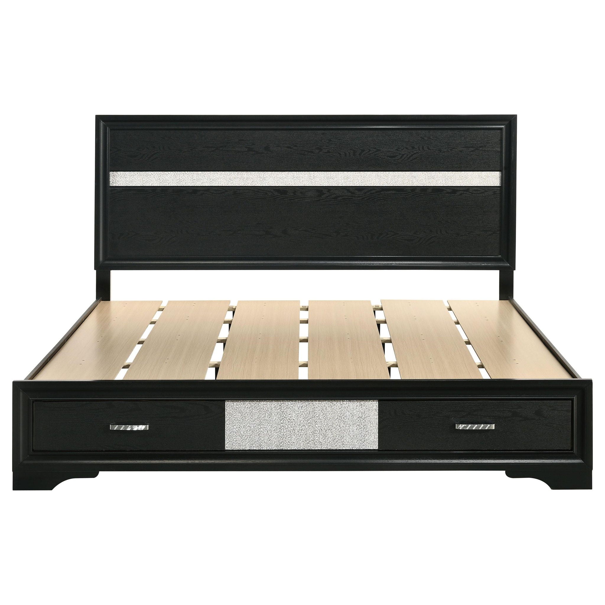 Miranda 51-inch Wood Eastern King Storage Panel Bed Black