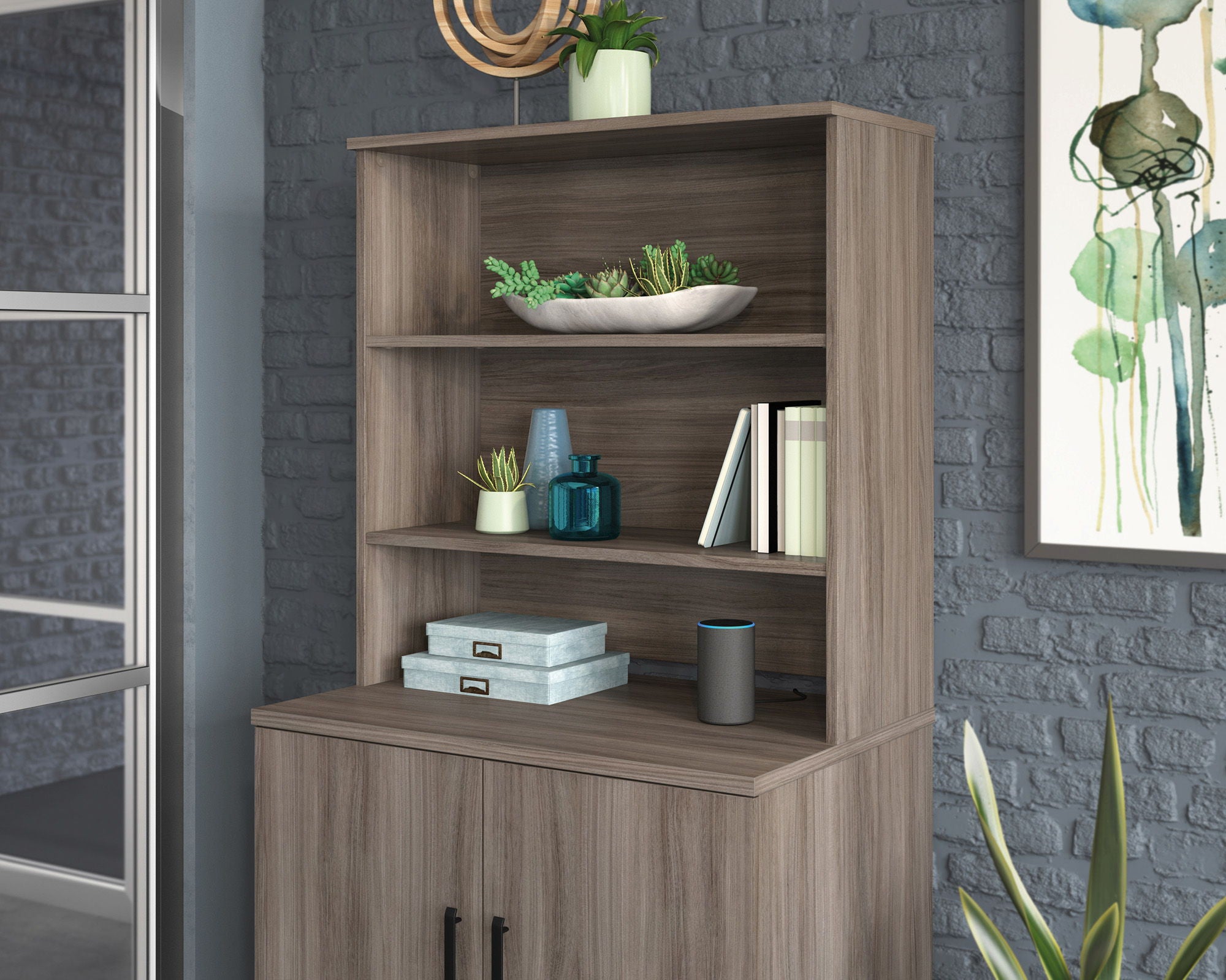 2-Shelf Hutch for Cabinet in Hudson Elm