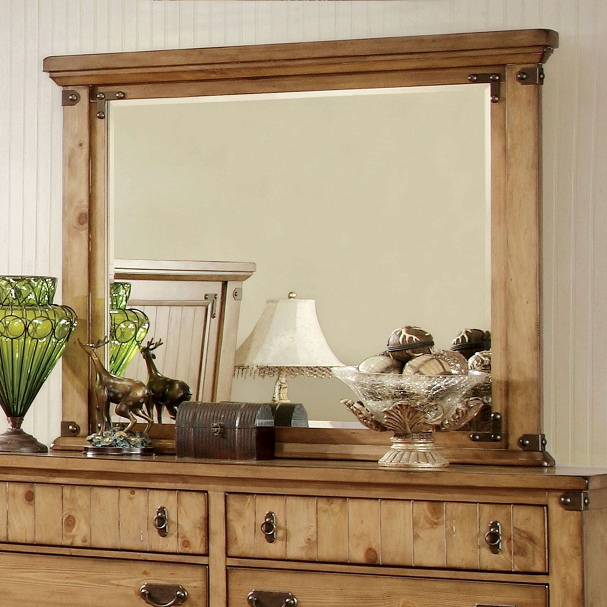 Furniture of America Pioneer - Mirror - Weathered Elm | Meri Furniture