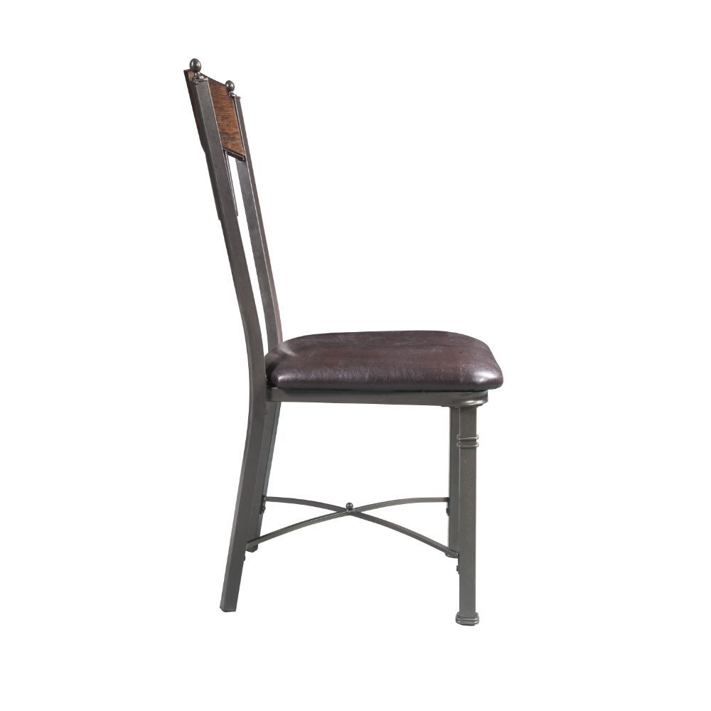 ACME Lynlee - Side Chair (Set of 2) - Espresso PU & Dark Bronze | Meri Furniture