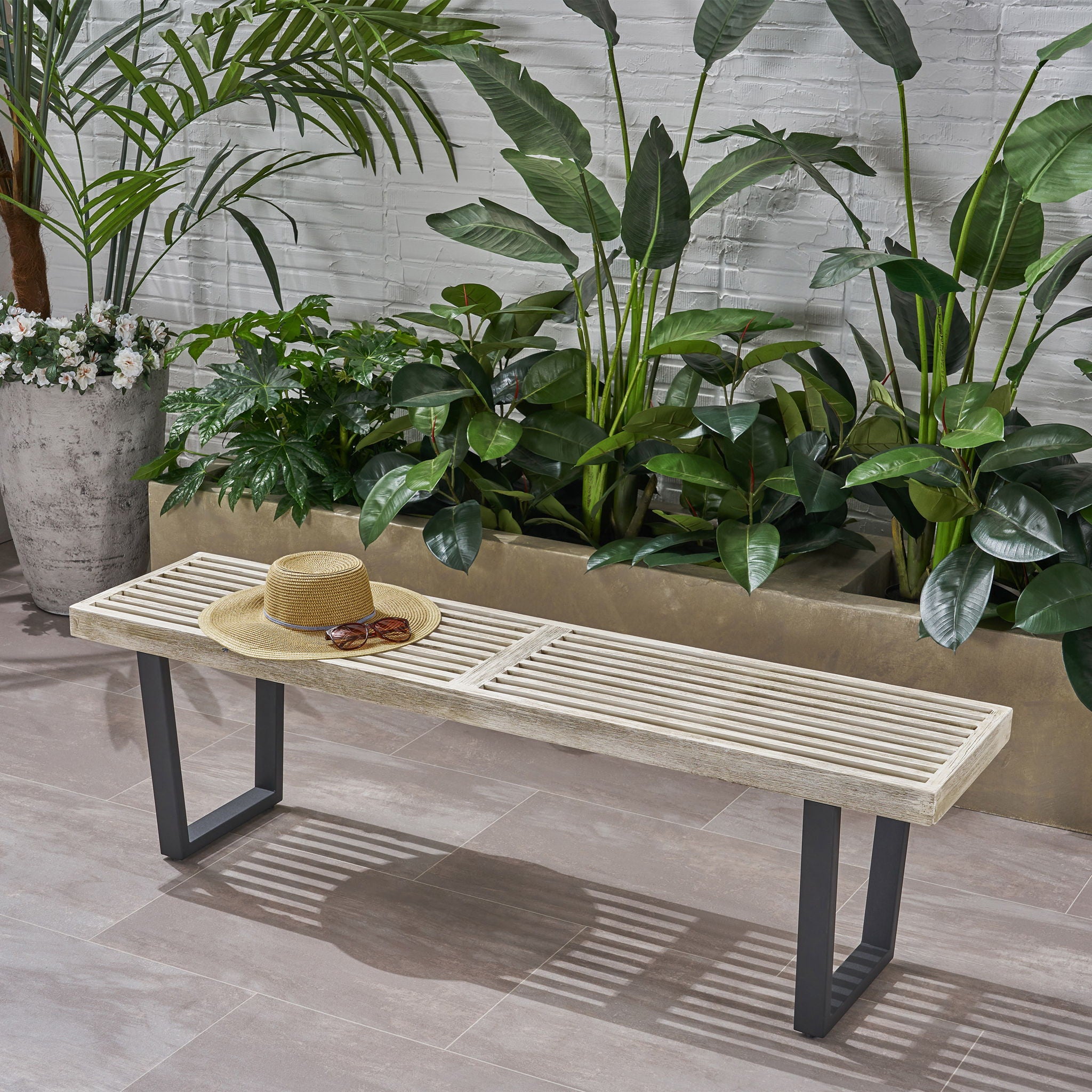 Intrinsic - Outdoor Dining Bench With Slat Top