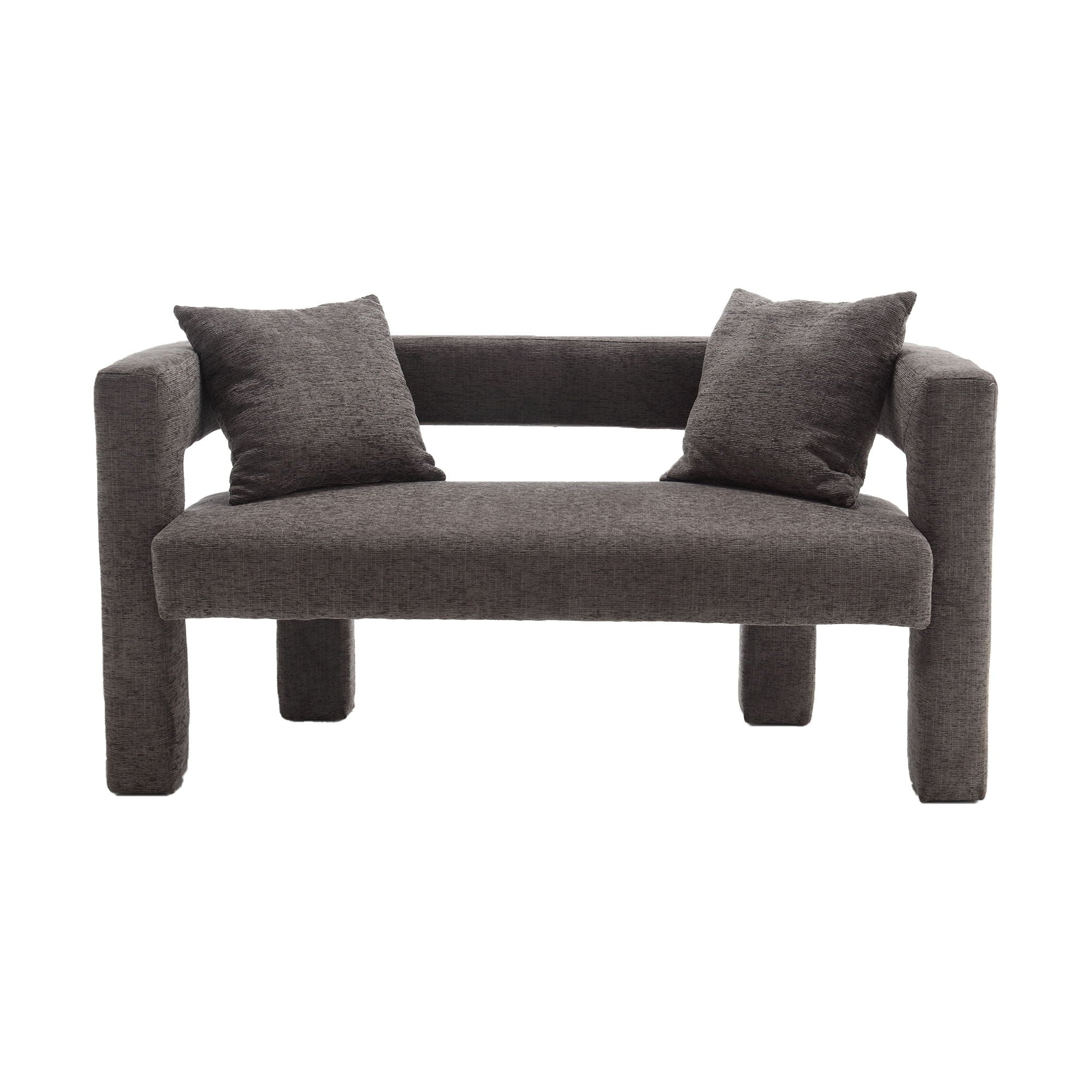 Modern Chenille Loveseat Sofa, Comfy Upholstered 2 Seater