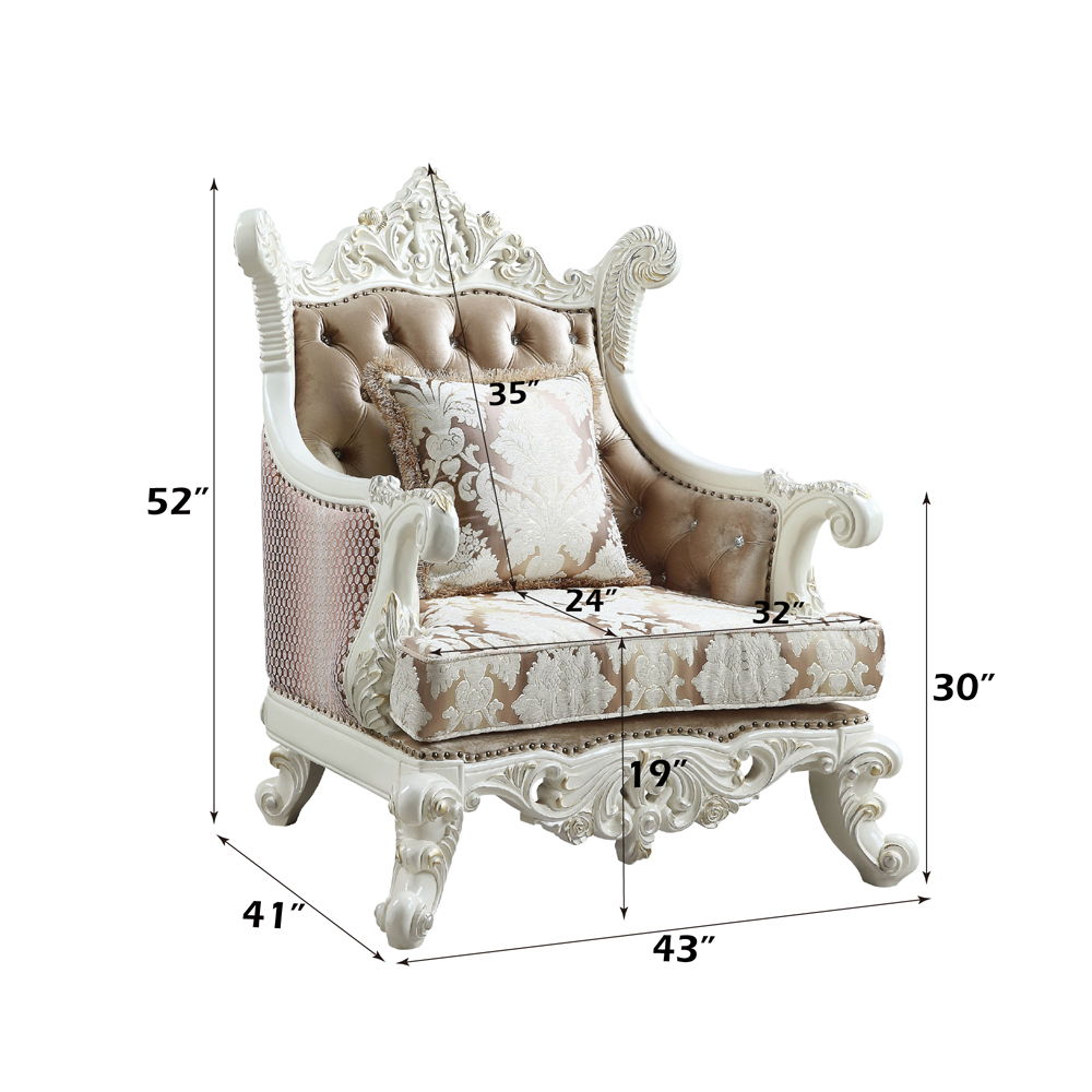 Vanaheim - Chair With Pillow - Fabric & Antique White