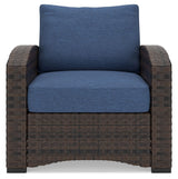 Windglow - Blue / Brown - Lounge Chair With Cushion