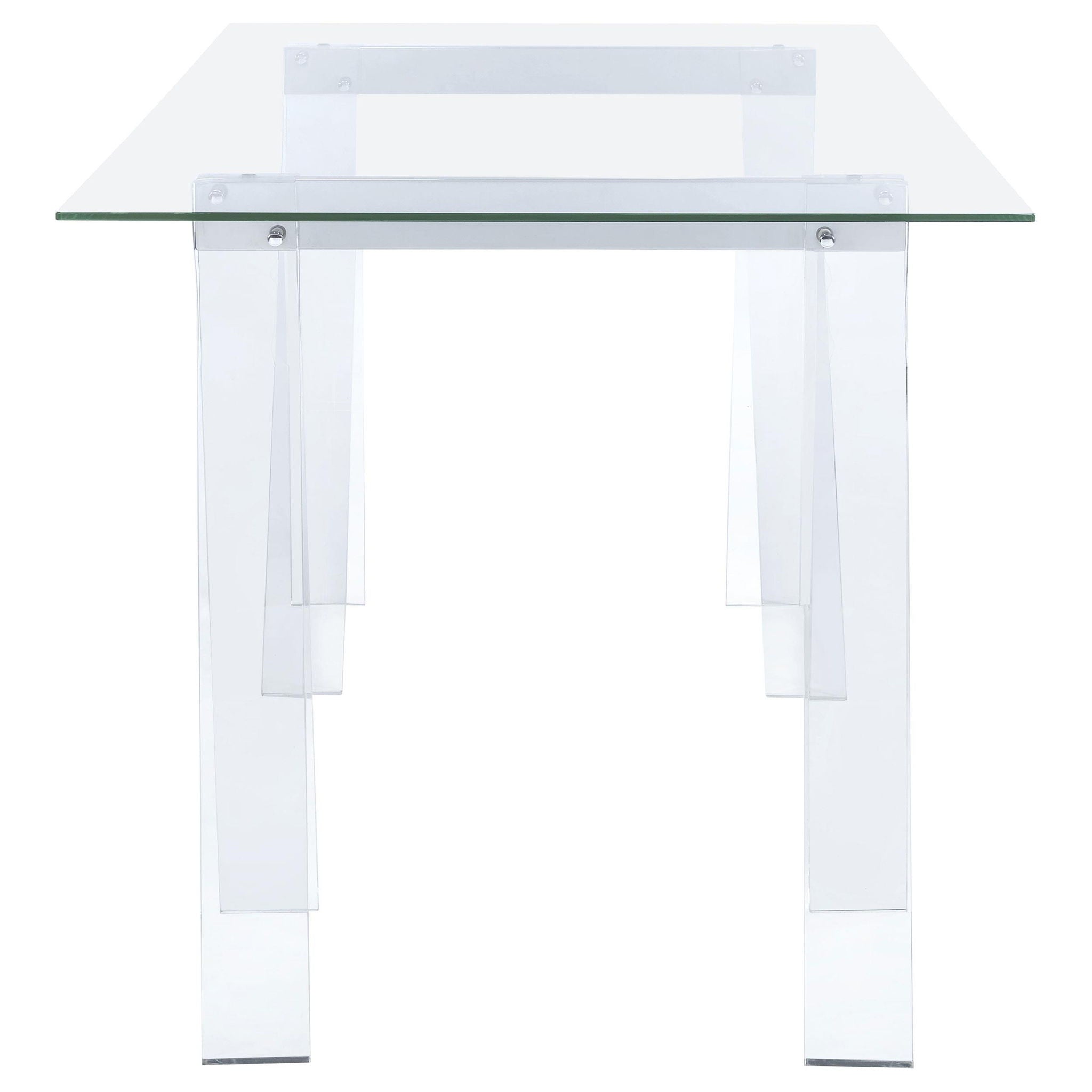 Amaturo 59-inch Glass Top Acrylic Writing Desk Clear