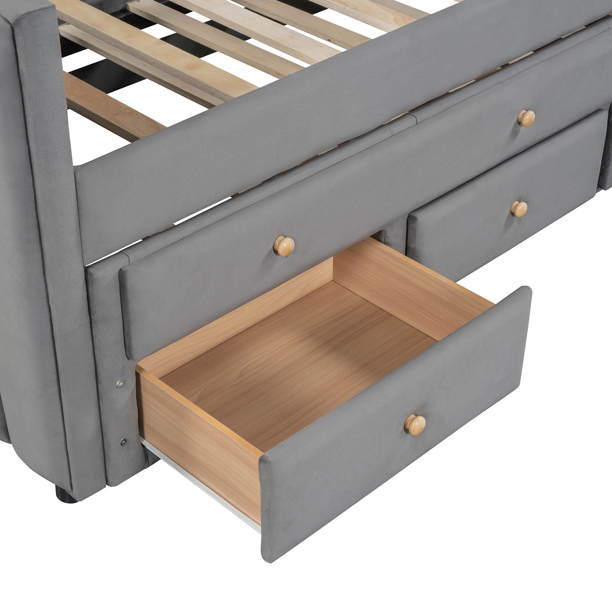 Upholstered Daybed With Trundle And Drawers