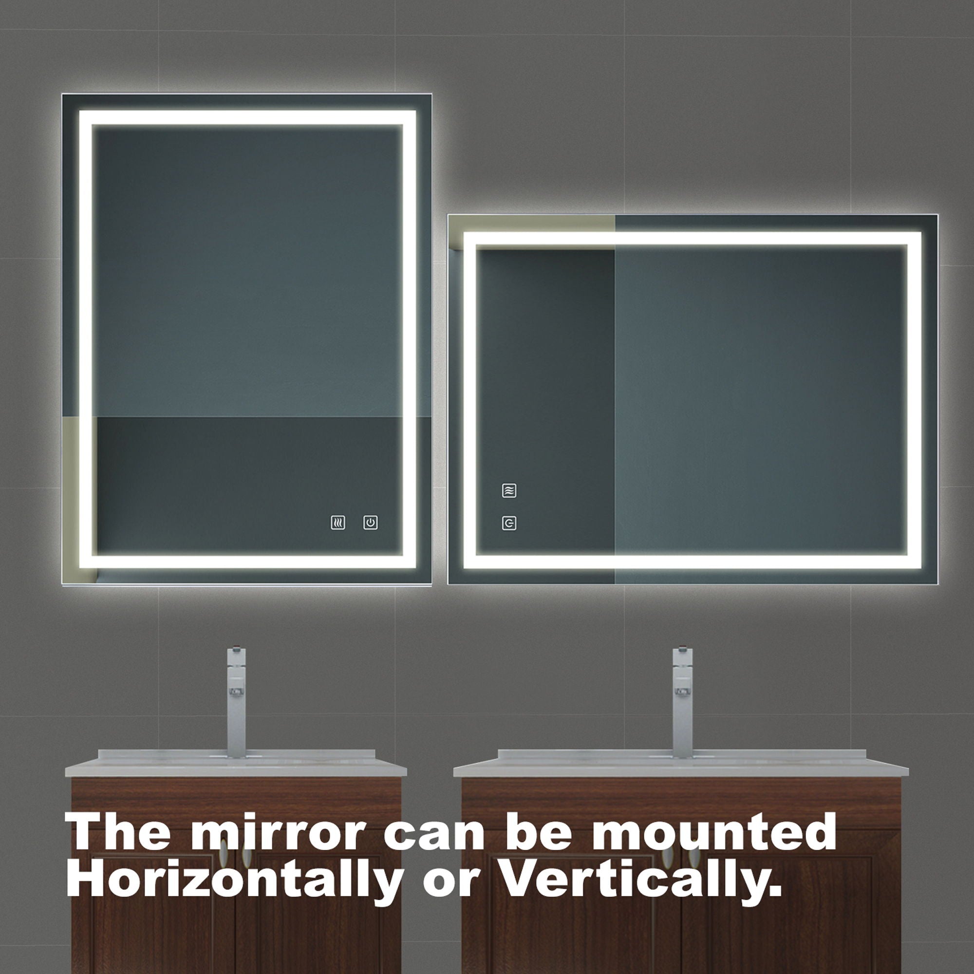 Bathroom Vanity Rectangle Mirror With Front Lighting, Anti Fog, Dimmable, Smart Memory Function