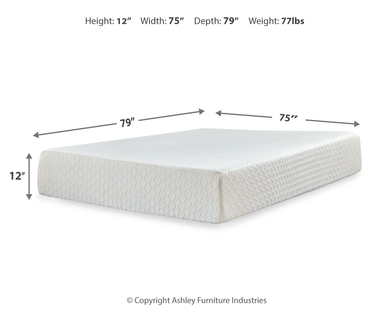 Ashley Furniture Chime - White - California King Mattress - 12-inch | Meri Furniture