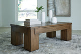 Signature Design by Ashley® Rosswain - Warm Brown - Lift Top Cocktail Table | Meri Furniture