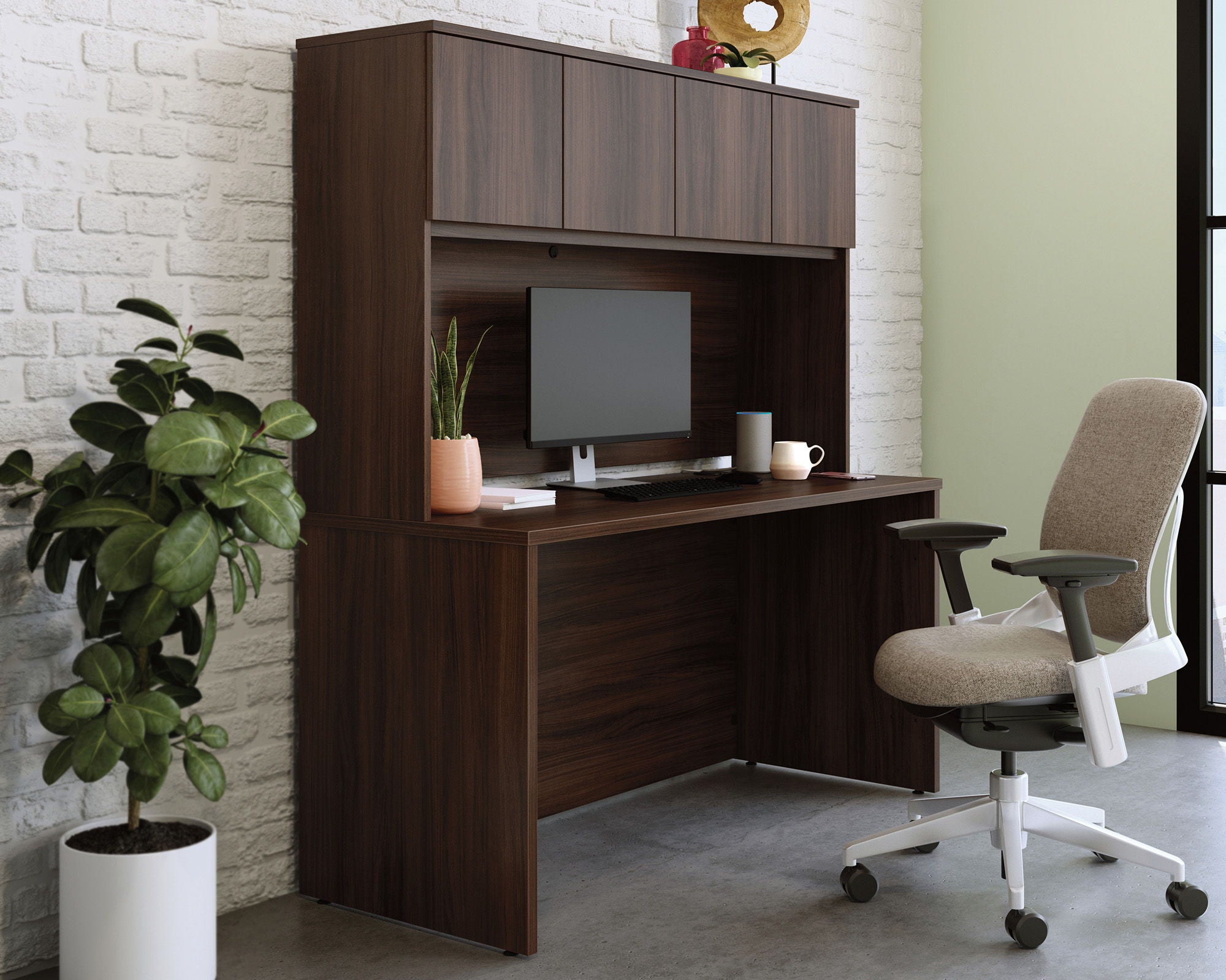 60" Desktop Hutch in Noble Elm