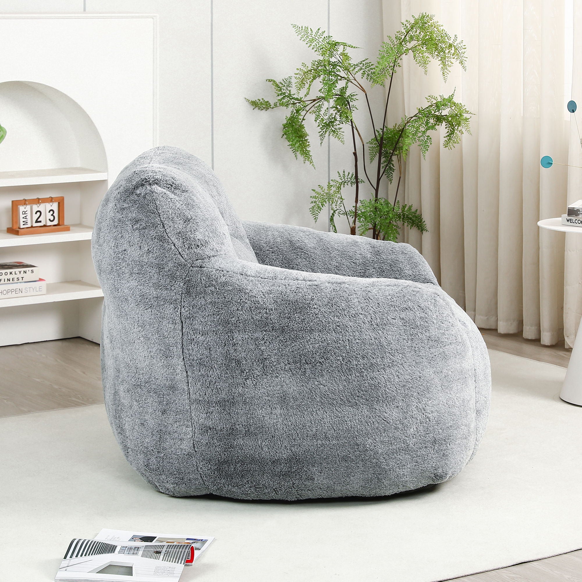 Beanbag Sofa Chair With Armrests Stuffed High Density Foam